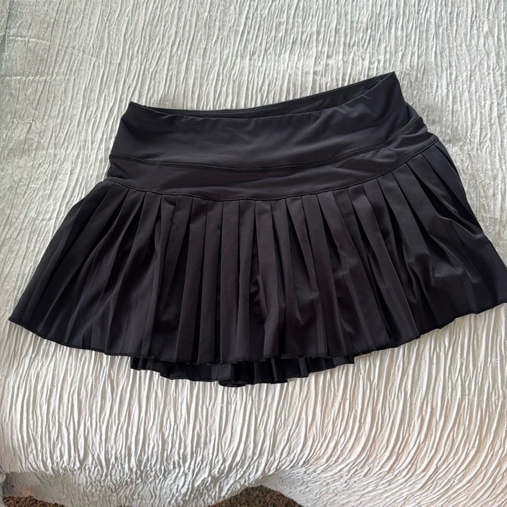 Goldhinge Black Mini Skater Skirt with Pleats